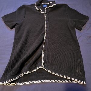 Steel & Jelly Men's Black Button Down Shirt with White Trim